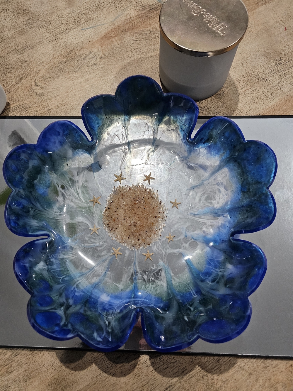 Blue Resin Ocean Wave Decorative Bowl - Picture 2 of 7